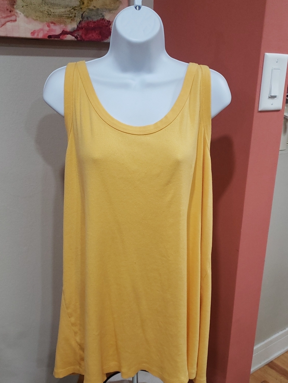 Avenue Must Have Tank Top Ribbed in Mustard Yellow, Size 30-32